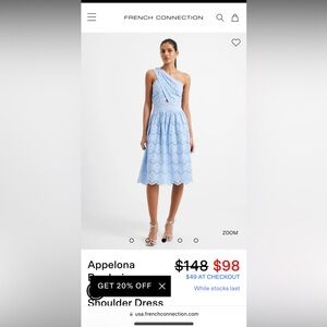 French Connection Blue One-Shoulder Dress